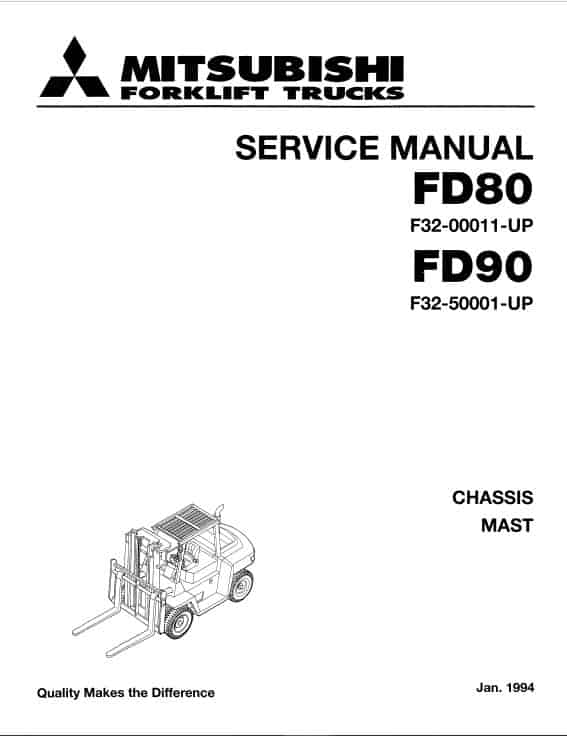 Mitsubishi FD80, FD90 Forklift Lift Truck Service Manual