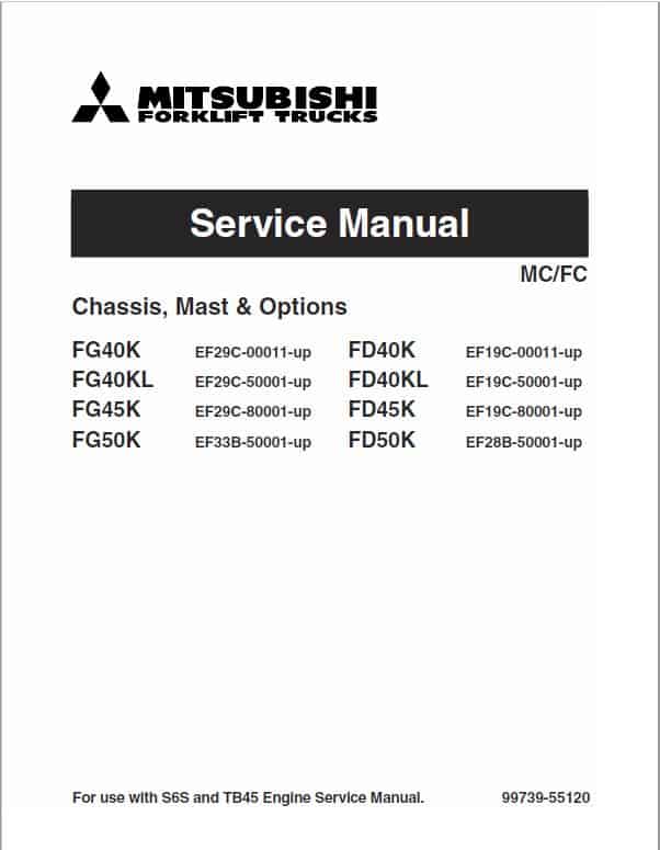 Mitsubishi FG40K, FG40KL, FG45K, FG50K Forklift Service Manual