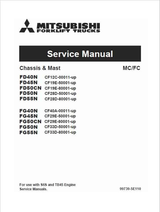 Mitsubishi FG40N, FG45N, FG50CN, FG50N, FG55N Forklift Service Manual