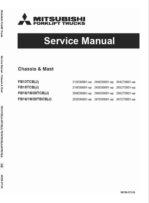 Mitsubishi FB13TBCB, FB18TBCB, FB20TBCB Forklift Service Manual