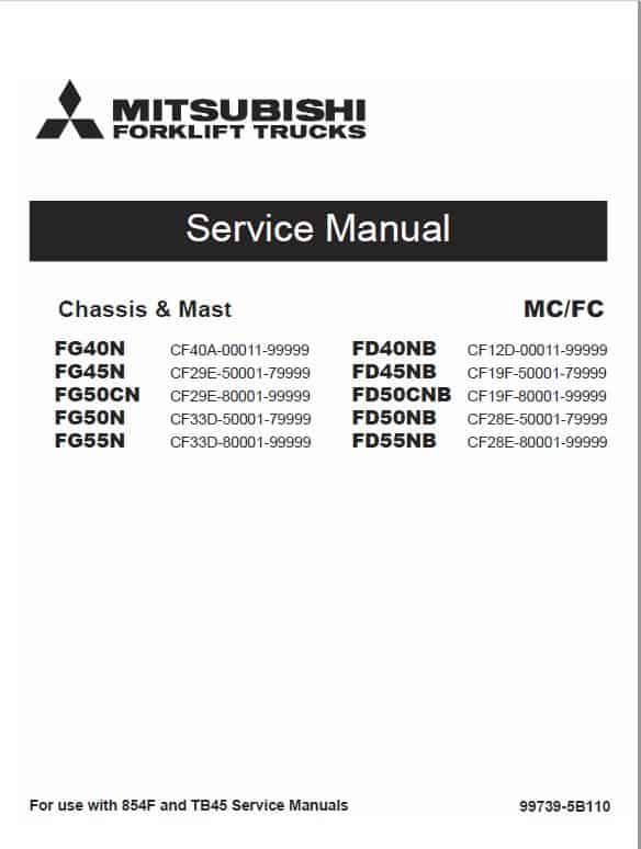 Mitsubishi FD40NB, FD45NB, FB50CNB, FD50NB, FD55NB Forklift Service Manual