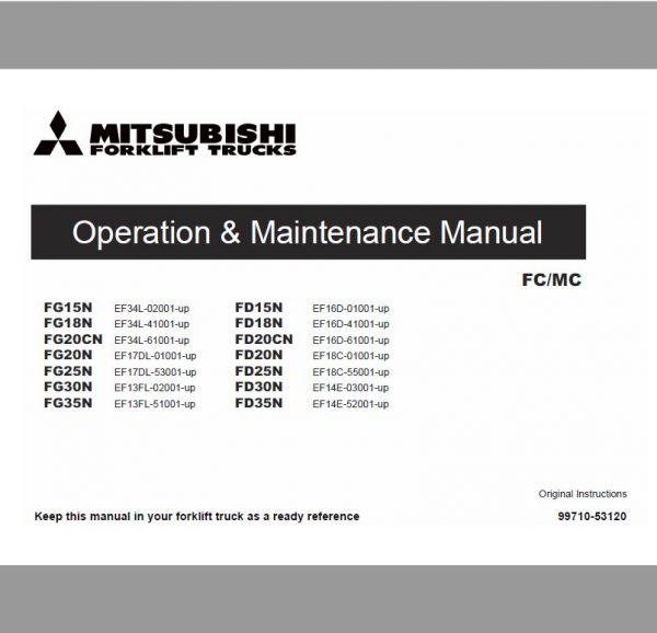 Mitsubishi Fg25n Fg30n Fg35n Forklift Service Manual