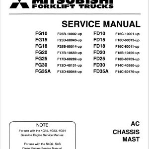 Mitsubishi FD10, FD14, FD15, FD18 Forklift Service Manual