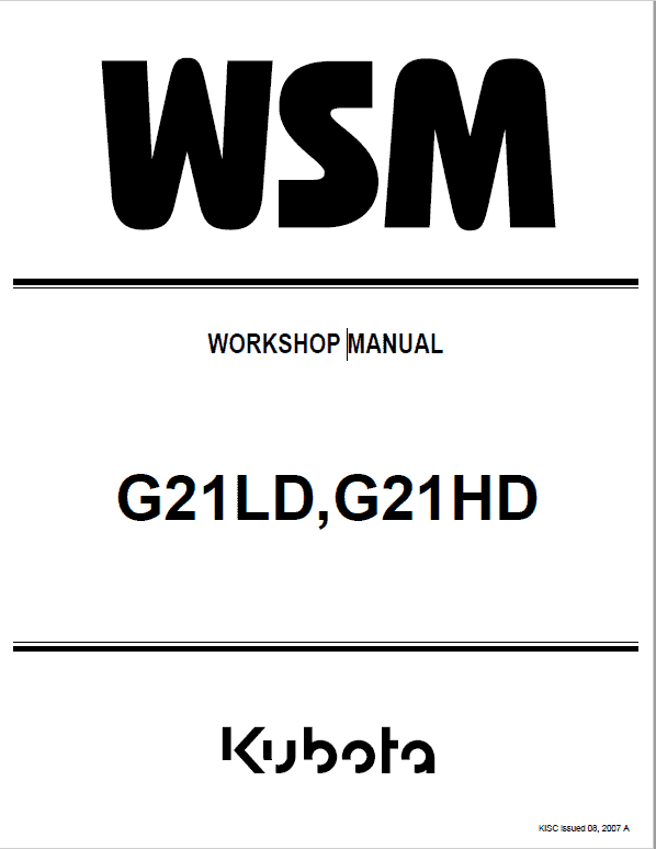 Kubota G21LD, G21HD Mowers Service Manual