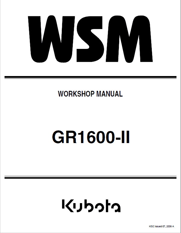 Kubota GR1600-II Riding Mower Service Manual
