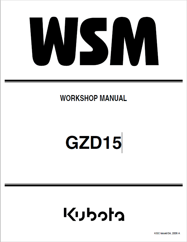 Kubota GZD15 Zero Turn Mowers Service Manual