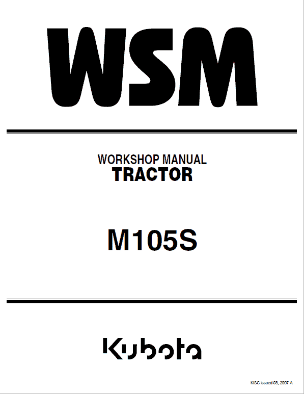 Kubota M105S Tractor Service Manual