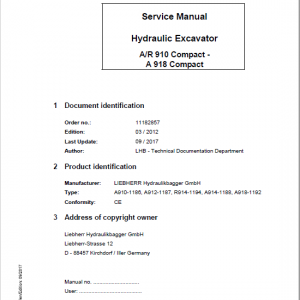 Liebherr A910, A912, A914, A918, R914 Compact Tier 4i Excavator Service Manual