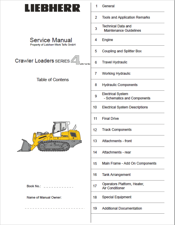 Liebherr LR 624, LR 634 Crawler Dozer Repair Service Manual