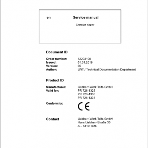 Liebherr PR 726 Crawler Dozer Repair Service Manual