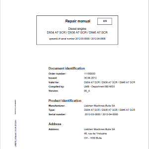 Liebherr D934 A7 SCR, D936 A7 SCR, D946 A7 SCR Engine Service Manual