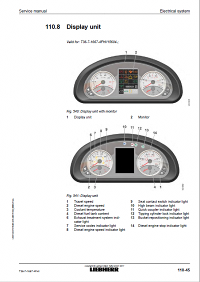 Liebherr T36-7 Telescopic Handler Service Manual