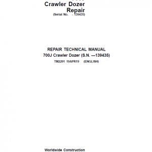 John Deere 700J Crawler Dozer Service Manual (SN before 139435)