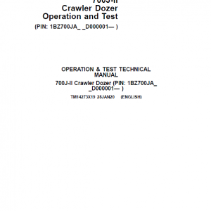 John Deere 700J-II Crawler Dozer Service Manual (SN. from D000001)