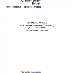 John Deere 700K Crawler Dozer Service Manual (SN. from E217278-E275435)