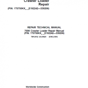 John Deere 755K Crawler Loader Service Manual (SN. from E192242 - E339206)