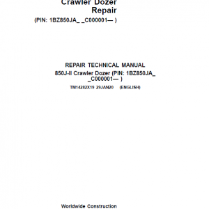 John Deere 850J-II Crawler Dozer Service Manual (SN. from C000001)