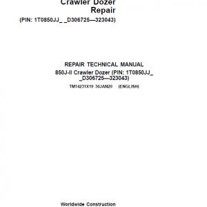 John Deere 850J-II Crawler Dozer Service Manual (SN. from D306725 - D323043)