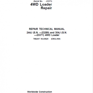 John Deere 244J, 304J 4WD Loader Service Manual (SN. before 23289)
