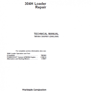 John Deere 304H Loader Repair Service Manual