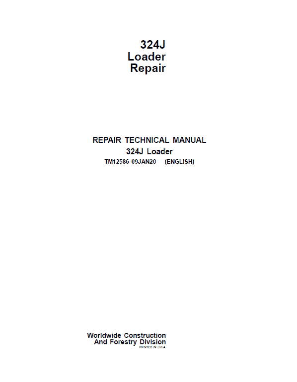 John Deere 324J Loader Repair Service Manual