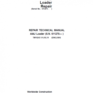 John Deere 444J Loader Service Manual (SN. after 611275)