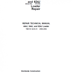 John Deere 444J, 544J, 624J Loader Service Manual (SN. before 611274)