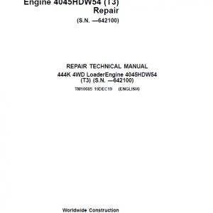 John Deere 444K 4WD Loader Engine 4045HDW54 (T3) Service Manual (SN. before 642100)
