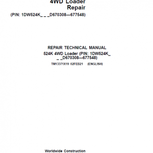 John Deere 524K 4WD Loader Service Manual (SN. D670308 - D677548)