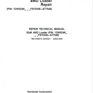 John Deere 524K 4WD Loader Service Manual (SN. F670307 - F677548)
