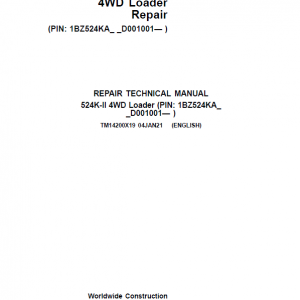 John Deere 524K-II 4WD Loader Service Manual (SN. from D001001)