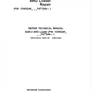John Deere 524K-II 4WD Loader Service Manual (SN. from F677549)