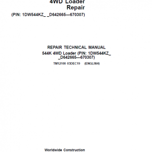 John Deere 544K 4WD Loader Service Manual (SN. D642665 - D670307)