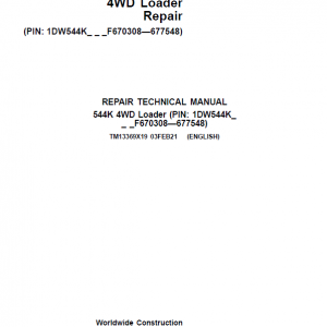 John Deere 544K 4WD Loader Service Manual (SN. F670308 - F677548)