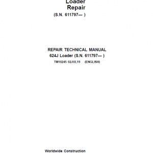 John Deere 624J Loader Service Manual (SN. after 611797)