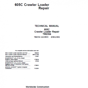 John Deere 605C Crawler Loader Service Manual (TM2353 & TM2354)