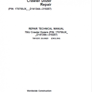 John Deere 750J Crawler Dozer Service Manual (SN. from D141344-D219962)