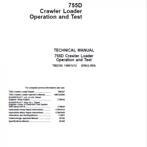 John Deere 755D Crawler Loader Service Manual (TM2366 & TM2367)