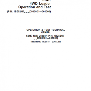 John Deere 524K 4WD Loader Service Manual (SN. D000001 - D001000)
