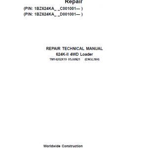 John Deere 624K-II 4WD Loader Service Manual (S.N after C001001 & D001001 -)