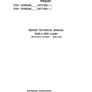 John Deere 624K-II 4WD Loader Service Manual (S.N after C677549 & D677549 - )