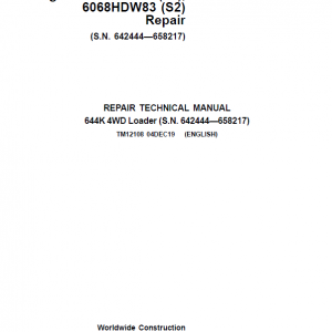 John Deere 644K 4WD Engine S2 & T3 Loader Service Manual (S.N. 642444 - 658217)