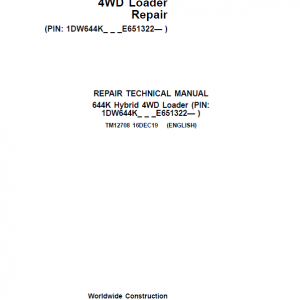 John Deere 644K 4WD Loader Service Manual (S.N after E651322 -)