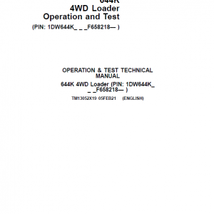John Deere 644K 4WD Loader Service Manual (S.N. after F658218 - )
