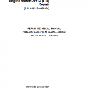 John Deere 724K 4WD Engine 6090HDW13 (iT4) Service Manual (S.N 634315 - 658064)