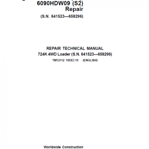 John Deere 724K 4WD Engine S2 & T3 Loader Service Manual (S.N. 641523 - 658296)