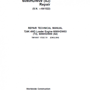 John Deere 724K 4WD Engine S2 & T3 Loader Service Manual (S.N. before 641522)