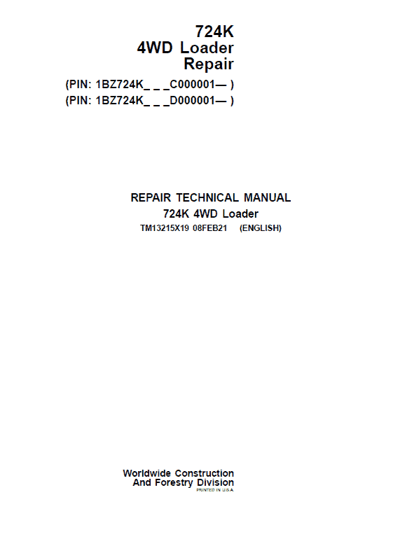 John Deere 724K 4WD Service Manual (S.N from C000001 & D000001 - )
