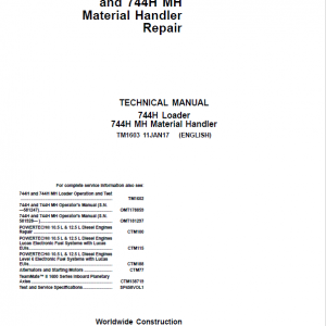 John Deere 744H and 744H MH Loader Service Manual