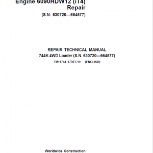John Deere 744K 4WD Engine 6090HDW12 (iT4) Service Manual (S.N 630720 - 664577)
